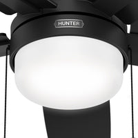 52 inch Anisten Matte Black Low Profile Ceiling Fan with LED Light Kit and Pull Chain