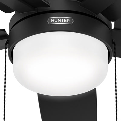 52 inch Anisten Matte Black Low Profile Ceiling Fan with LED Light Kit and Pull Chain