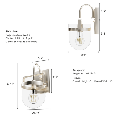 Karloff 13-inch 1-light Brushed Nickel Wall Sconce with Clear Glass