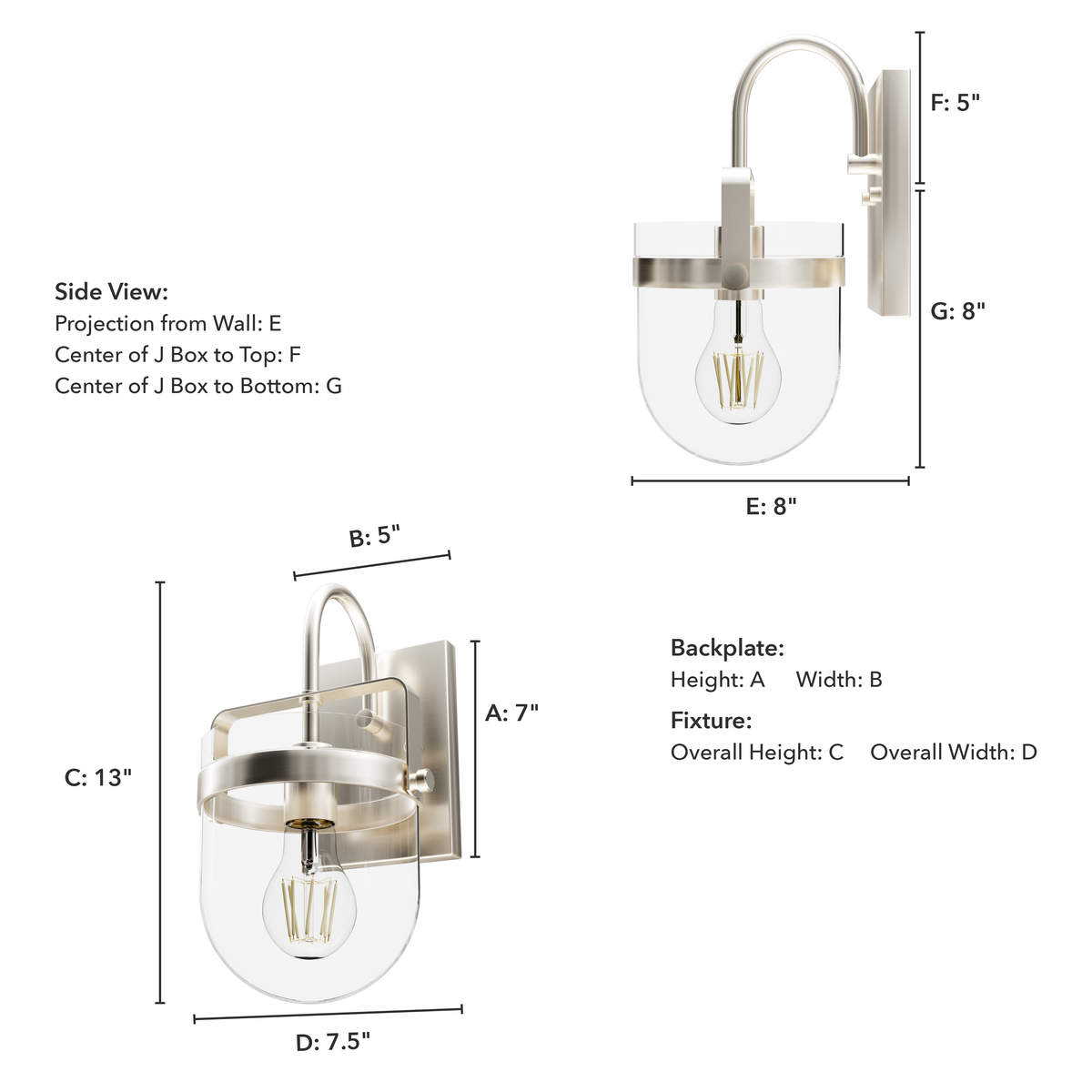 Karloff 13-inch 1-light Brushed Nickel Wall Sconce with Clear Glass