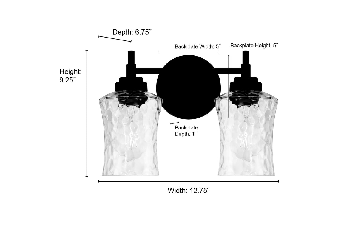 12.75'' Clarvyn Matte Black 2 Light Bath Vanity