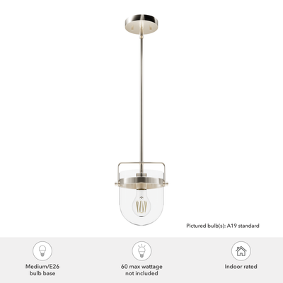Karloff 7.5-inch 1-light Brushed Nickel Lantern Pendant with Clear Glass