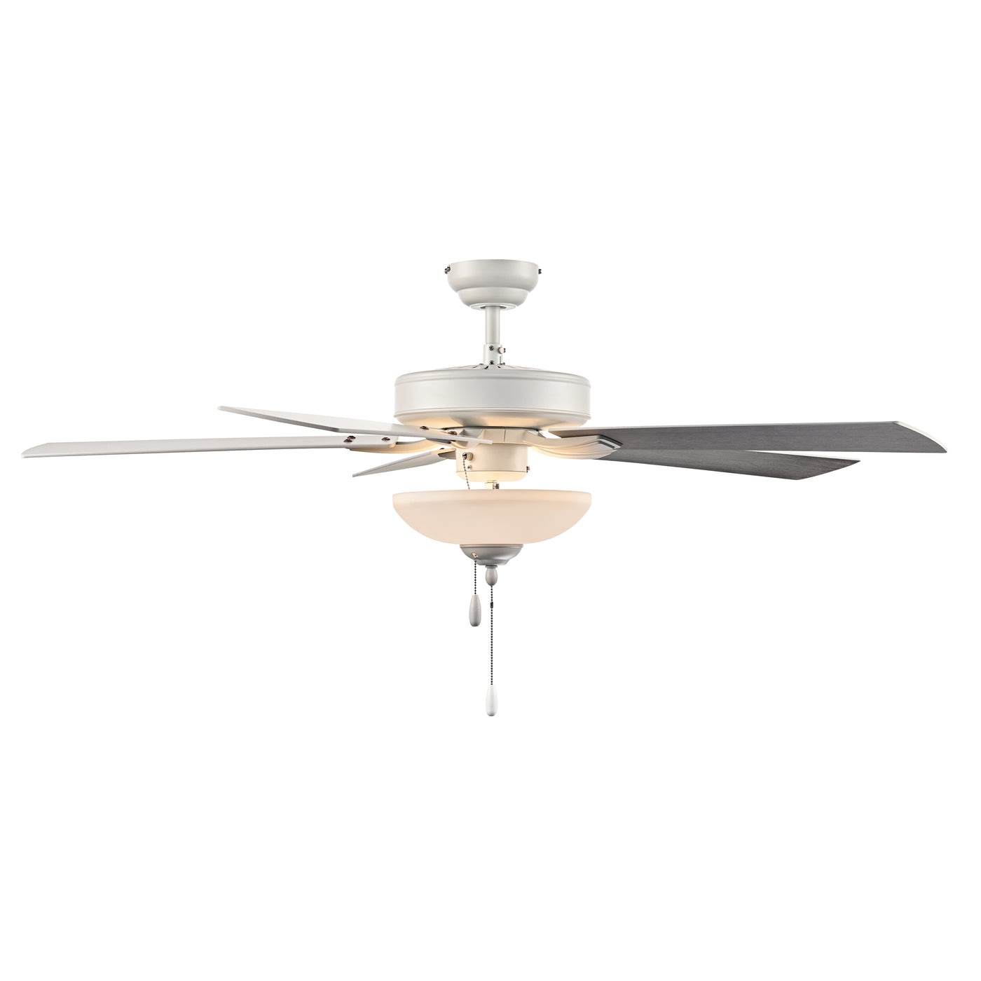 52 Inch Galeson AC Matte White Indoor Ceiling Fan 5-Blade 2 Lights Reversible