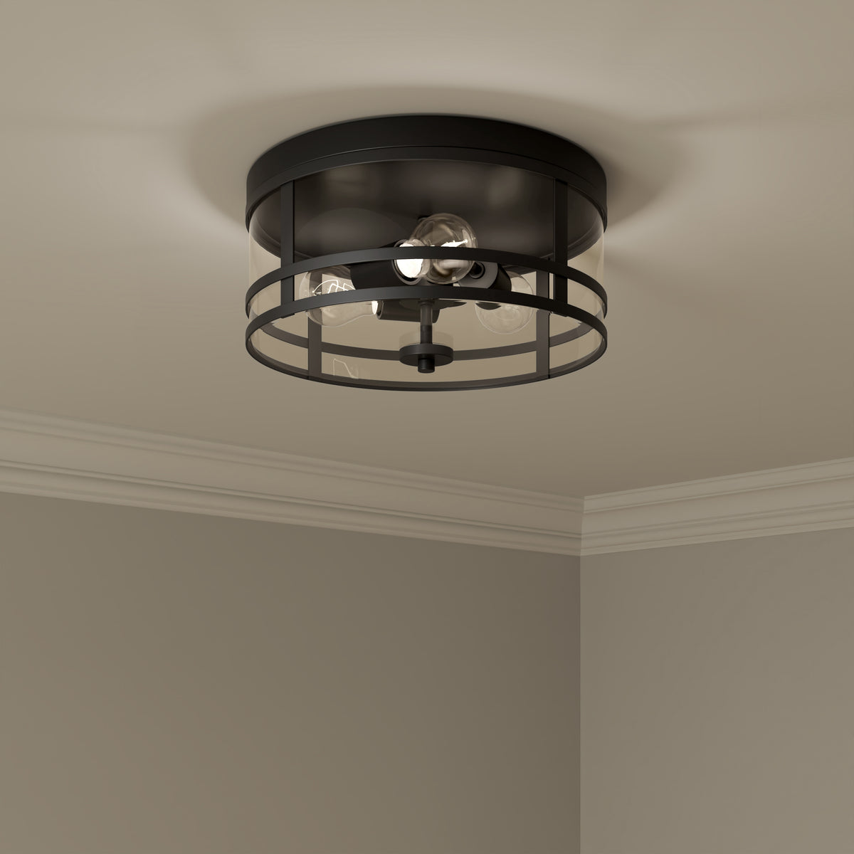 6.5'' Lunden Matte Black 3 Light Flush Mount