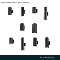 10.62-inch Vegas Powder Coated Black 1-Light Outdoor Wall Sconce