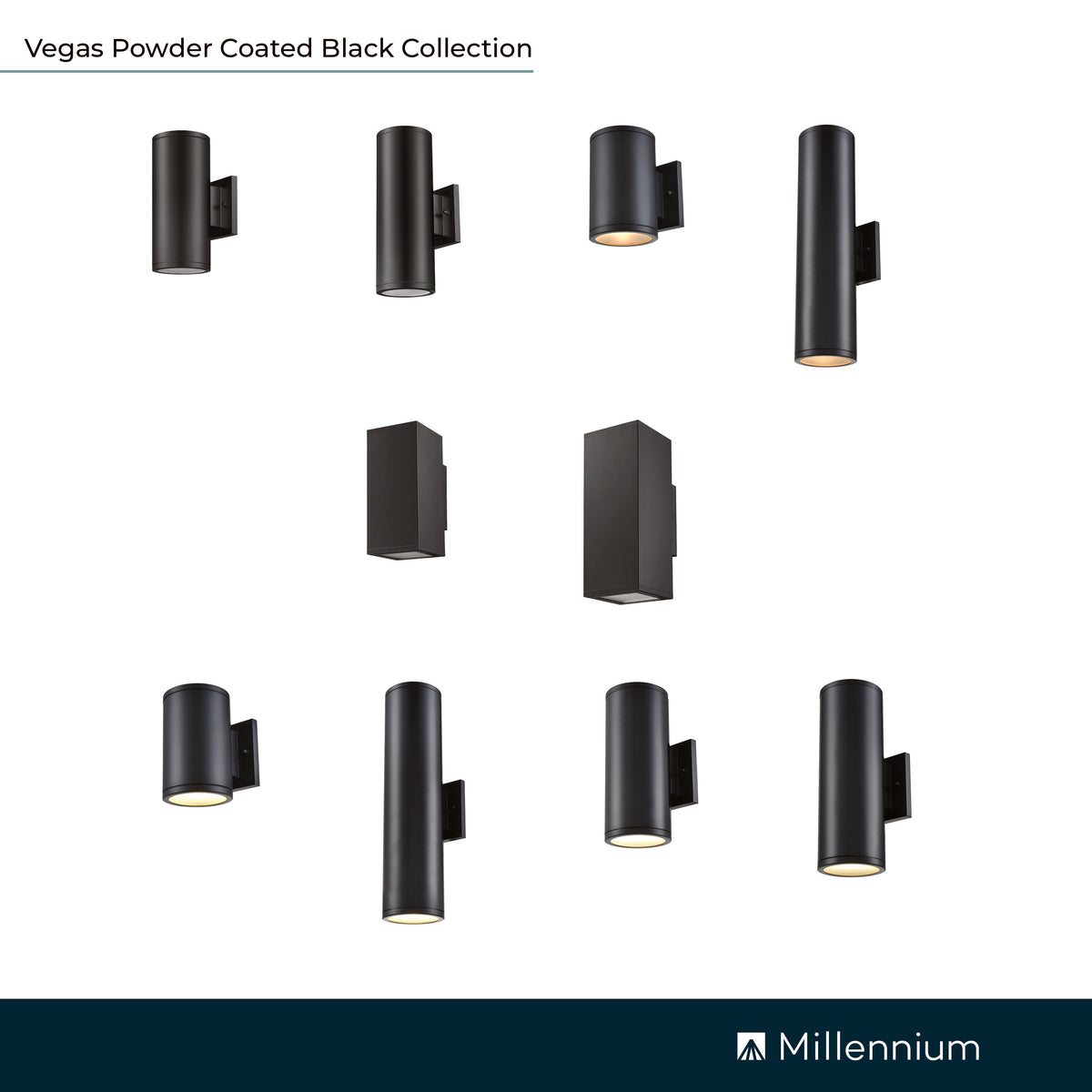 12.62-inch Vegas Powder Coated Black 2-Light Outdoor Wall Sconce