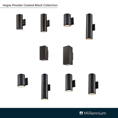 7-inch Vegas Powder Coated Black Outdoor Wall Sconce