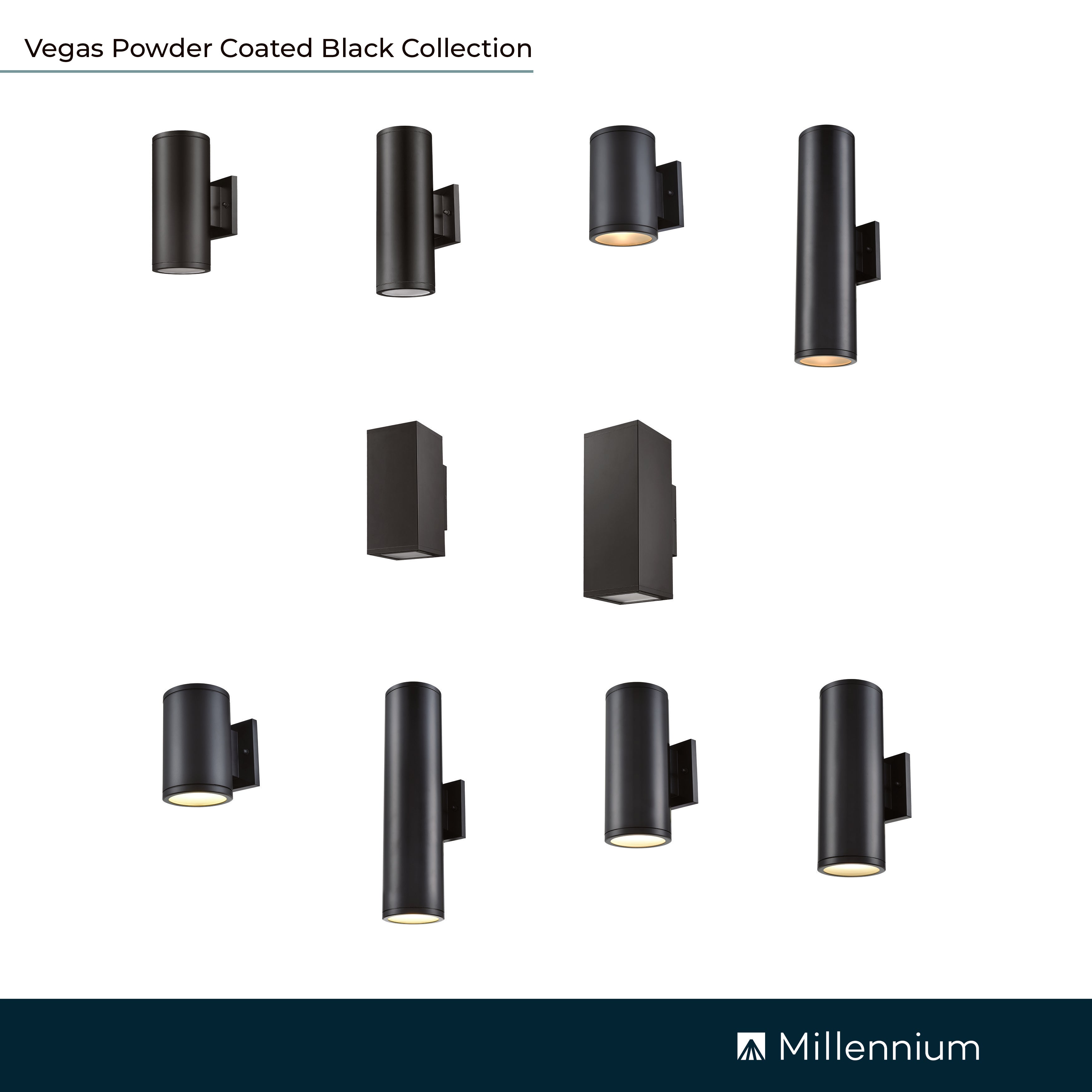 7-inch Vegas Powder Coated Black 1-Light Outdoor Wall Sconce