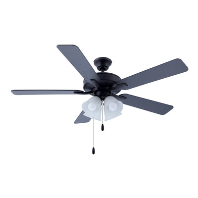 52 Inch Marisella AC Matte Black Indoor Ceiling Fan 5-Blade 4 Lights Reversible