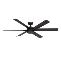 Casablanca 65 inch Melia ENERGY STAR® Matte Black Damp Rated Ceiling Fan with LED Light Kit and Wall Control and Handheld Remote