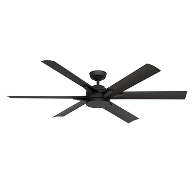 Casablanca 65 inch Melia ENERGY STAR® Matte Black Damp Rated Ceiling Fan with LED Light Kit and Wall Control and Handheld Remote