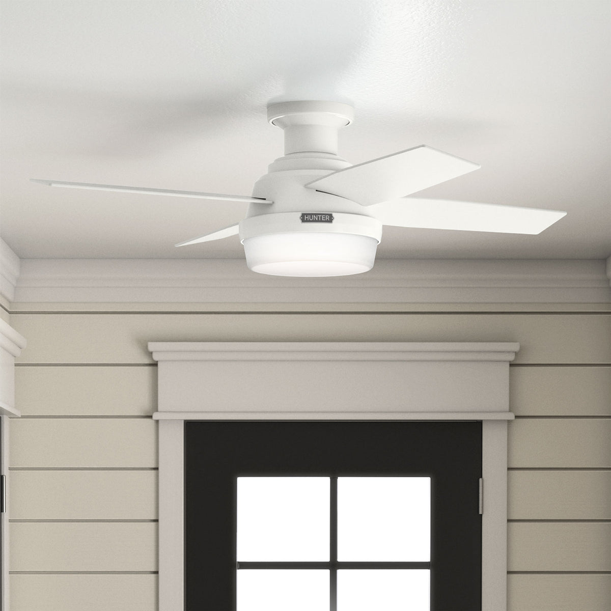 44 inch Dempsey Fresh White Low Profile Ceiling Fan with LED Light Kit and Handheld Remote