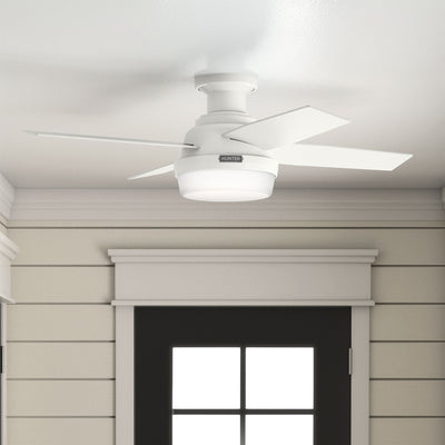 44 inch Dempsey Fresh White Low Profile Ceiling Fan with LED Light Kit and Handheld Remote