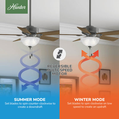 44 inch Swanson Matte Silver Ceiling Fan with LED Light Kit and Pull Chain