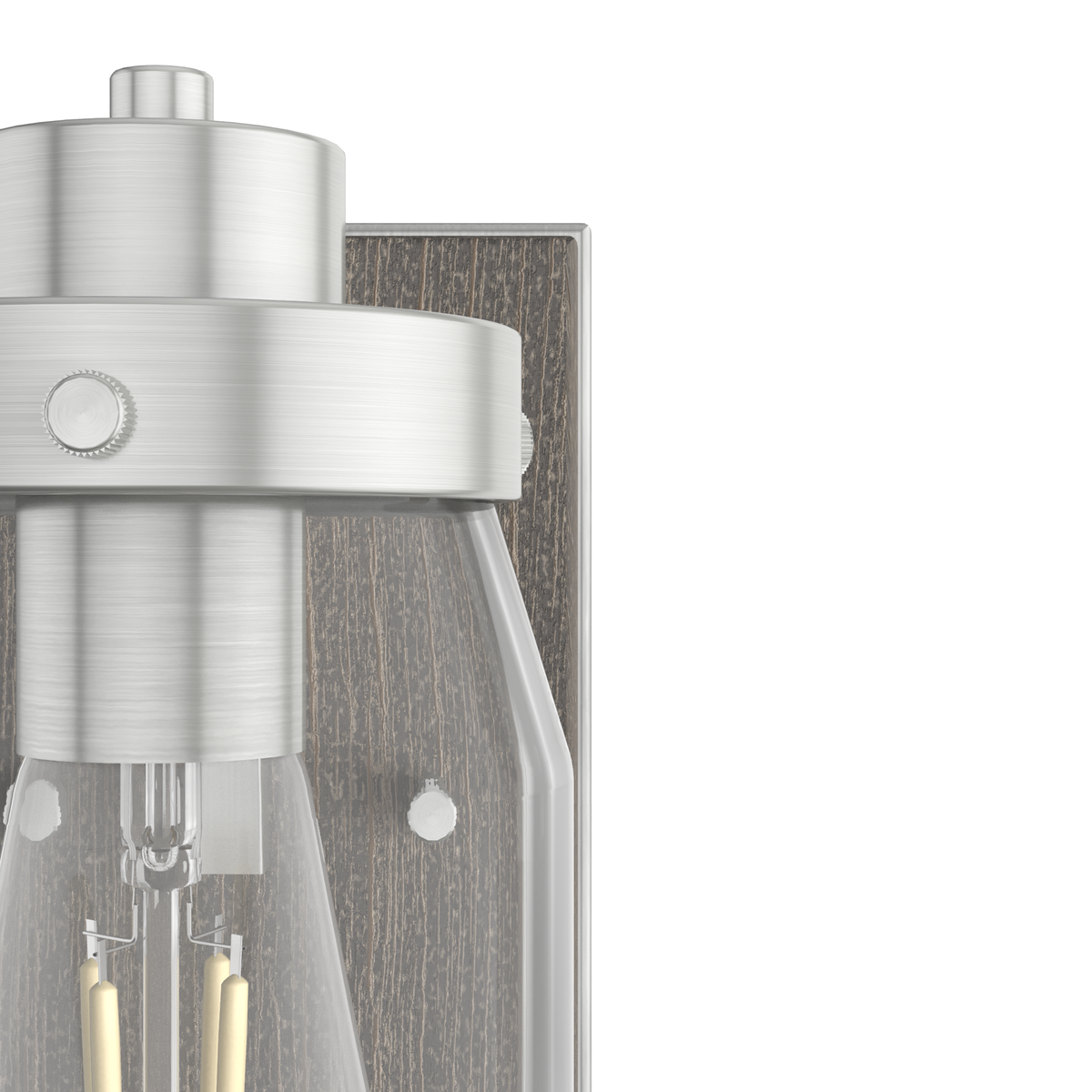Devon Park 8.5-inch 1-light Brushed Nickel and Grey Wood Wall Sconce with Clear Glass
