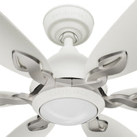 Casablanca 60 inch Azalea ENERGY STAR® Fresh White Damp Rated Ceiling Fan with LED Light Kit and Wall Control and Handheld Remote