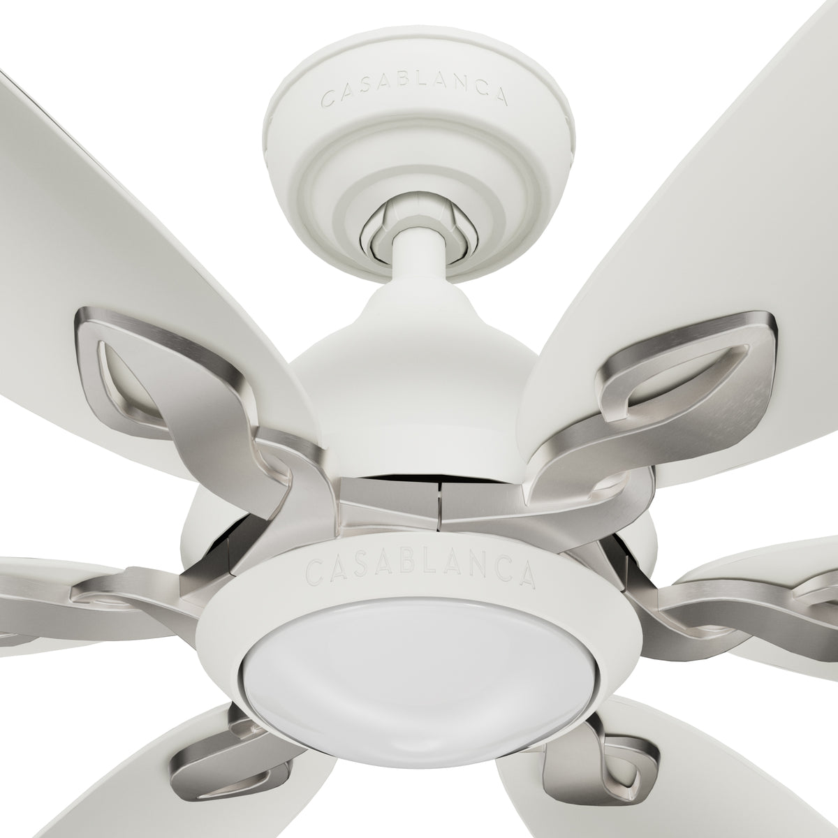 Casablanca 60 inch Azalea ENERGY STAR® Fresh White Damp Rated Ceiling Fan with LED Light Kit and Wall Control and Handheld Remote