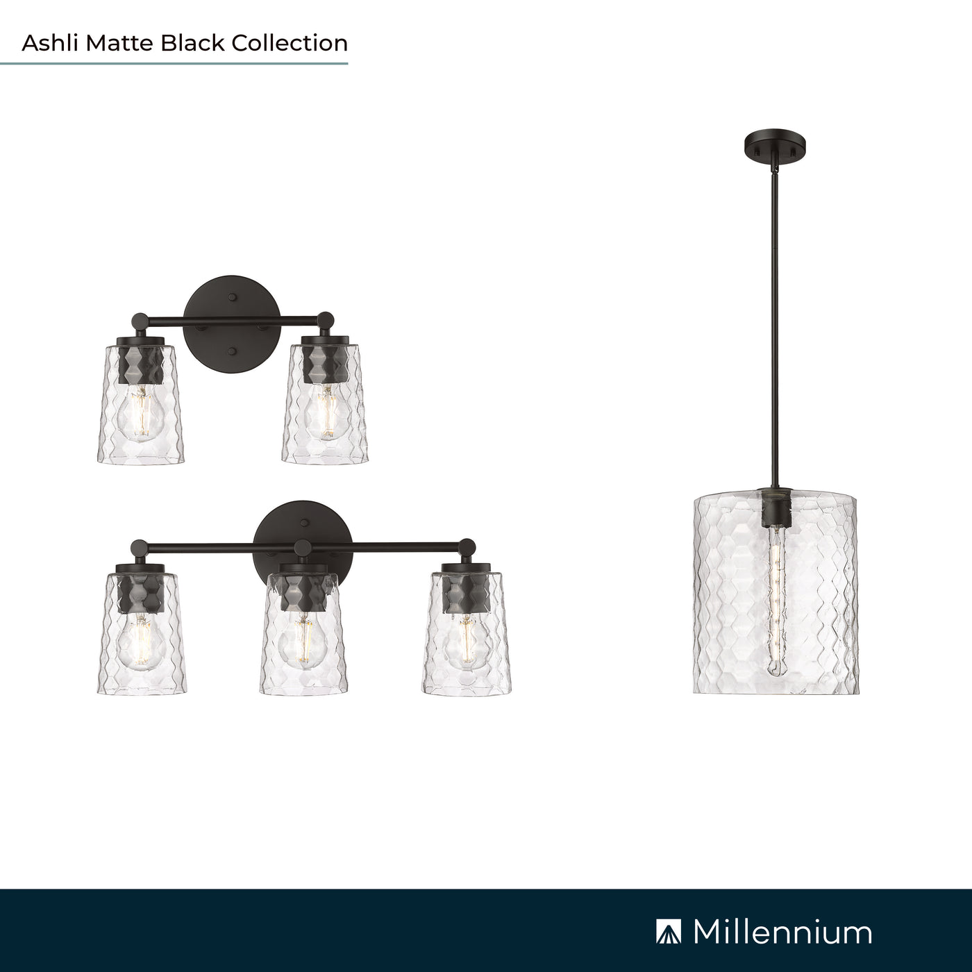 20'' Ashli Matte Black 3 Light Bath Vanity