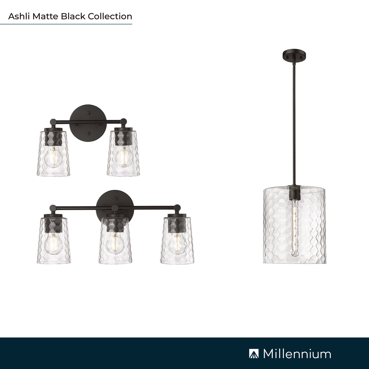 13.5'' Ashli Matte Black 2 Light Bath Vanity