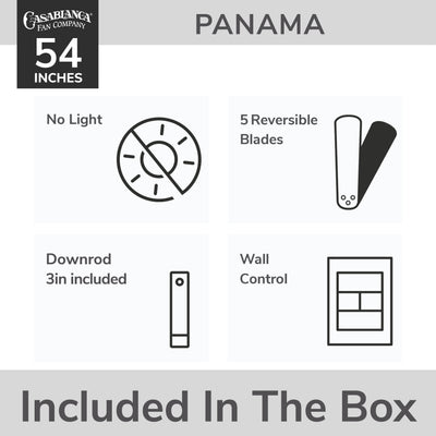 Casablanca 54 inch Panama Brushed Cocoa Ceiling Fan and Wall Control