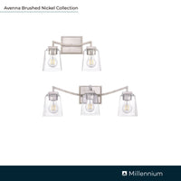 14'' Avenna Brushed Nickel 2 Light Bath Vanity