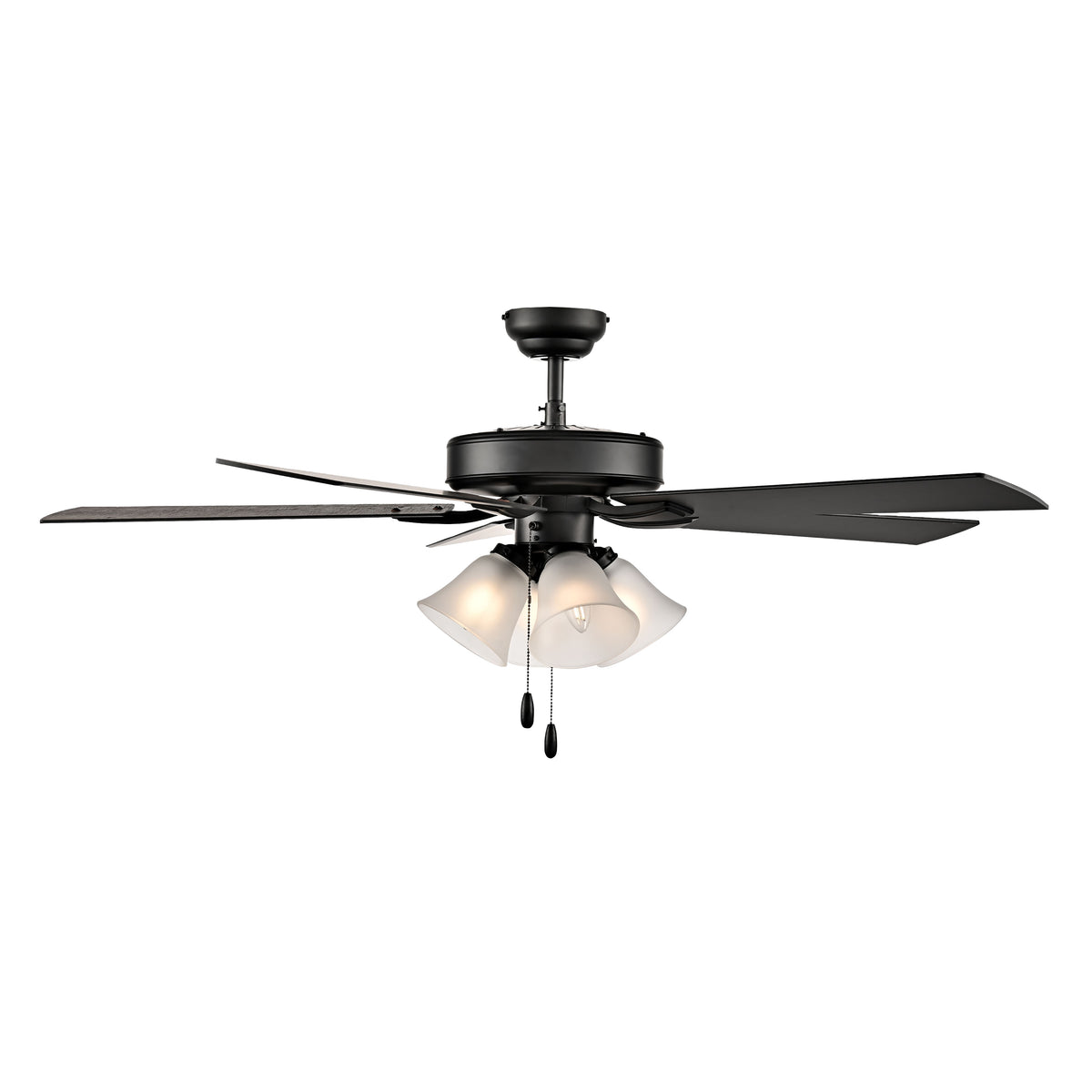 52 Inch Calivane AC Matte Black Indoor Ceiling Fan 5-Blade 4 Lights Reversible
