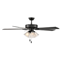 52 Inch Calivane AC Matte Black Indoor Ceiling Fan 5-Blade 4 Lights Reversible