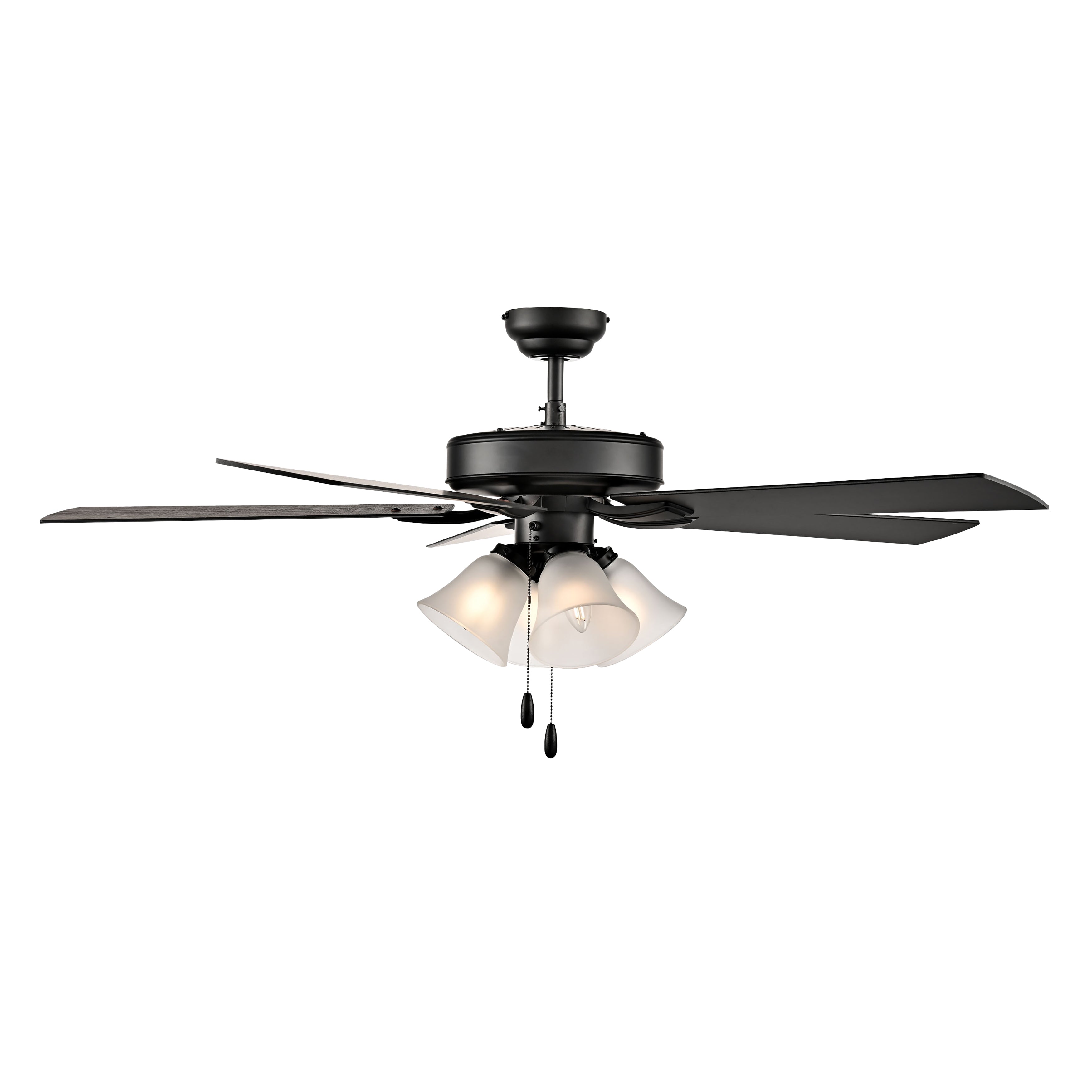 52 Inch Calivane AC Matte Black Indoor Ceiling Fan 5-Blade 4 Lights Reversible