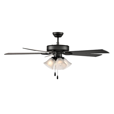 52 Inch Calivane AC Matte Black Indoor Ceiling Fan 5-Blade 4 Lights Reversible