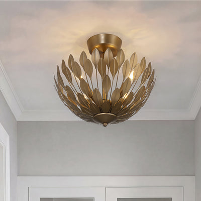 12.75'' Merylmint Painted Aged Brass 4 Light Semi-Flush Mount