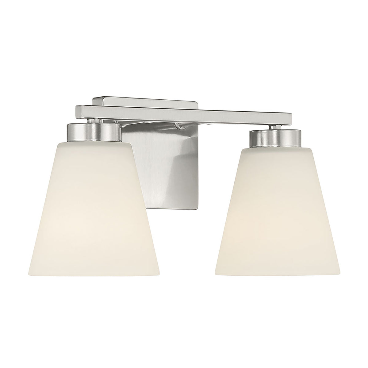 13-inch Strayhan Brushed Nickel 2-Light White Frosted Glass Bathroom Vanity Light