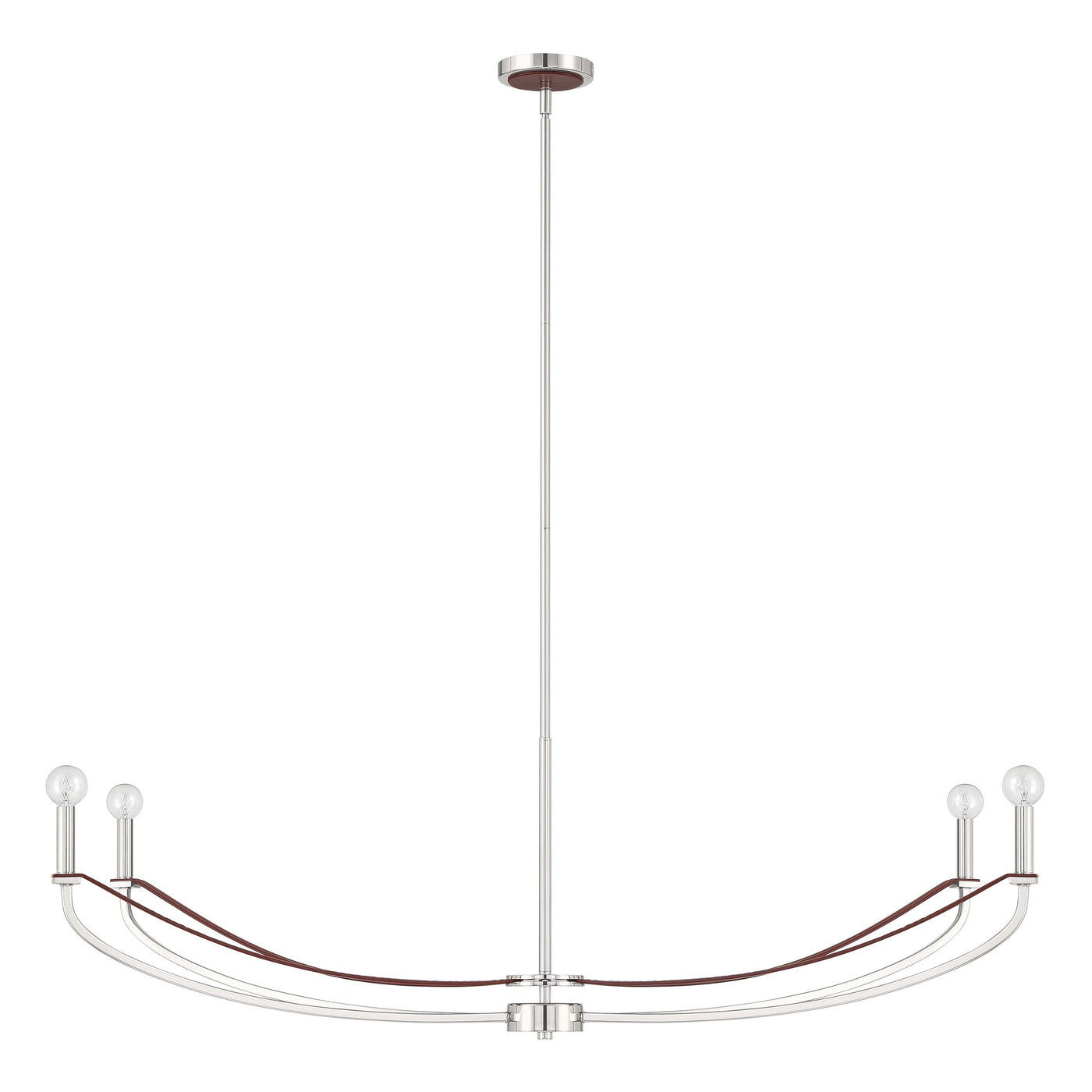 Sussex 47-inch 4-light Polished Nickel and Dark Brown Faux Leather Linear Chandelier