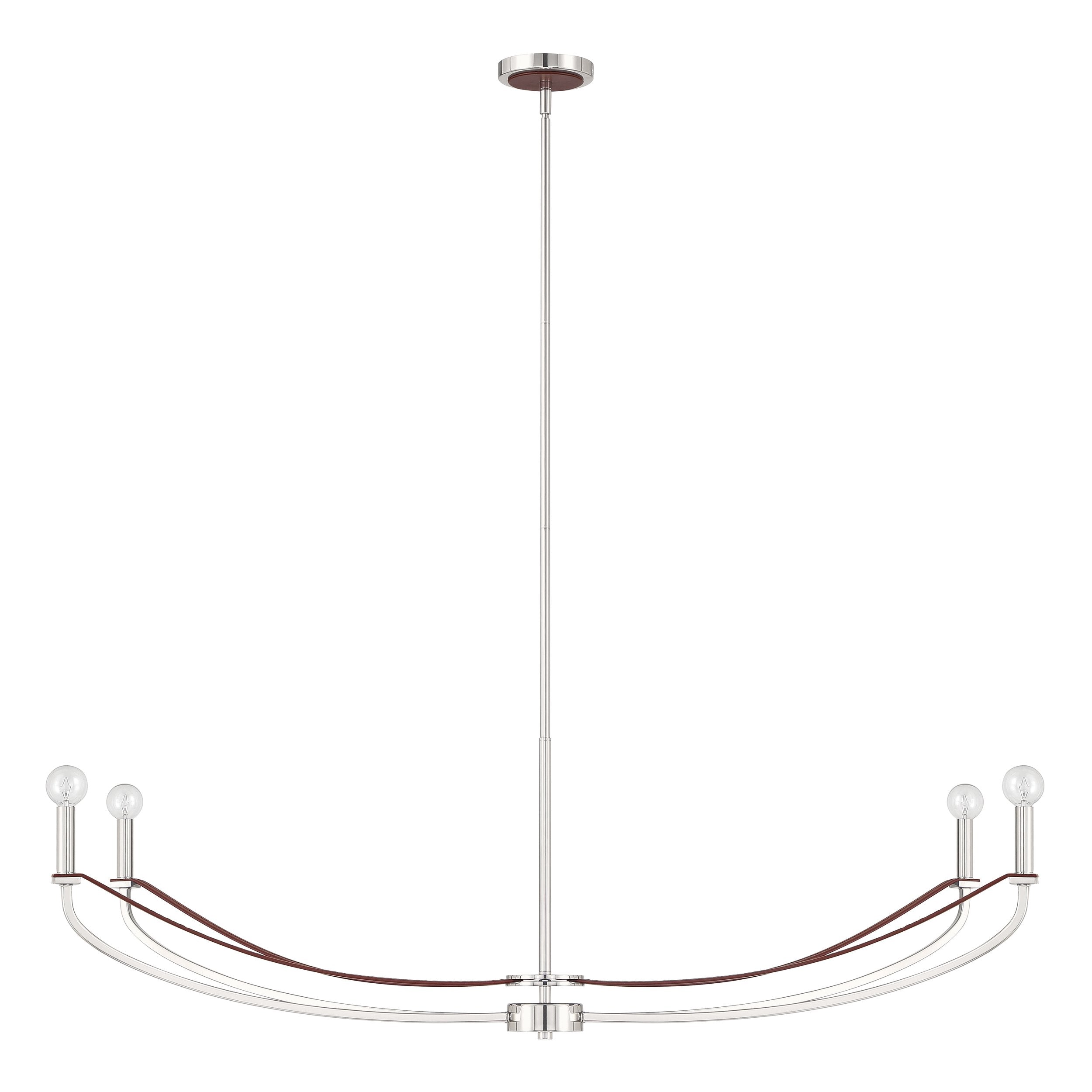 Sussex 47-inch 4-light Polished Nickel and Dark Brown Faux Leather Linear Chandelier