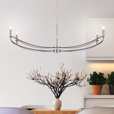 Sussex 47-inch 4-light Polished Nickel and Dark Brown Faux Leather Linear Chandelier