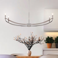 Sussex 47-inch 4-light Polished Nickel and Dark Brown Faux Leather Linear Chandelier