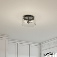 Hartland 11.5-inch 2-light Noble Bronze Flush Mount Ceiling Light with Seeded Glass