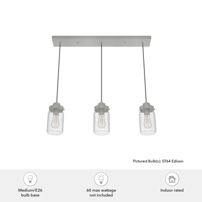 Devon Park 28.5-inch 3-light Brushed Nickel Linear Pendant Cluster with Clear Glass