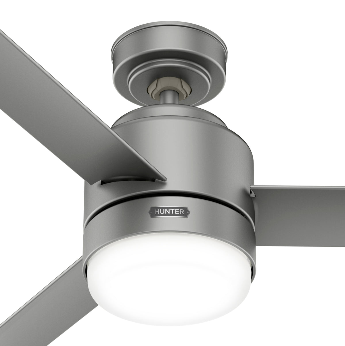 44 inch Gilmour Matte Silver Damp Rated Ceiling Fan with LED Light Kit and Handheld Remote
