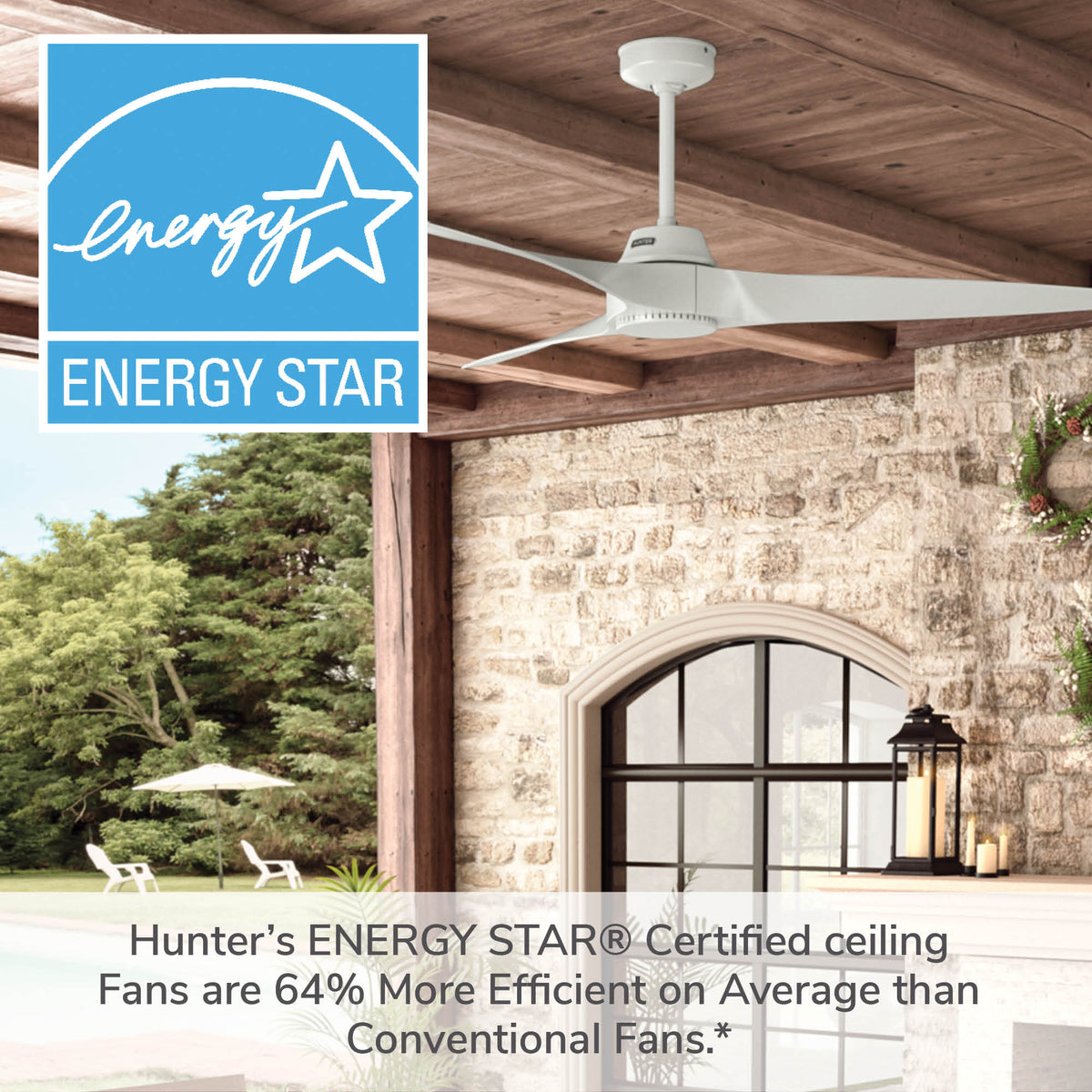 60 inch Mosley ENERGY STAR® Fresh White Damp Rated Ceiling Fan and Wall Control