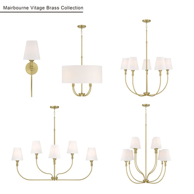 32.5'' Mairbourne Vintage Brass 5 Light Chandelier