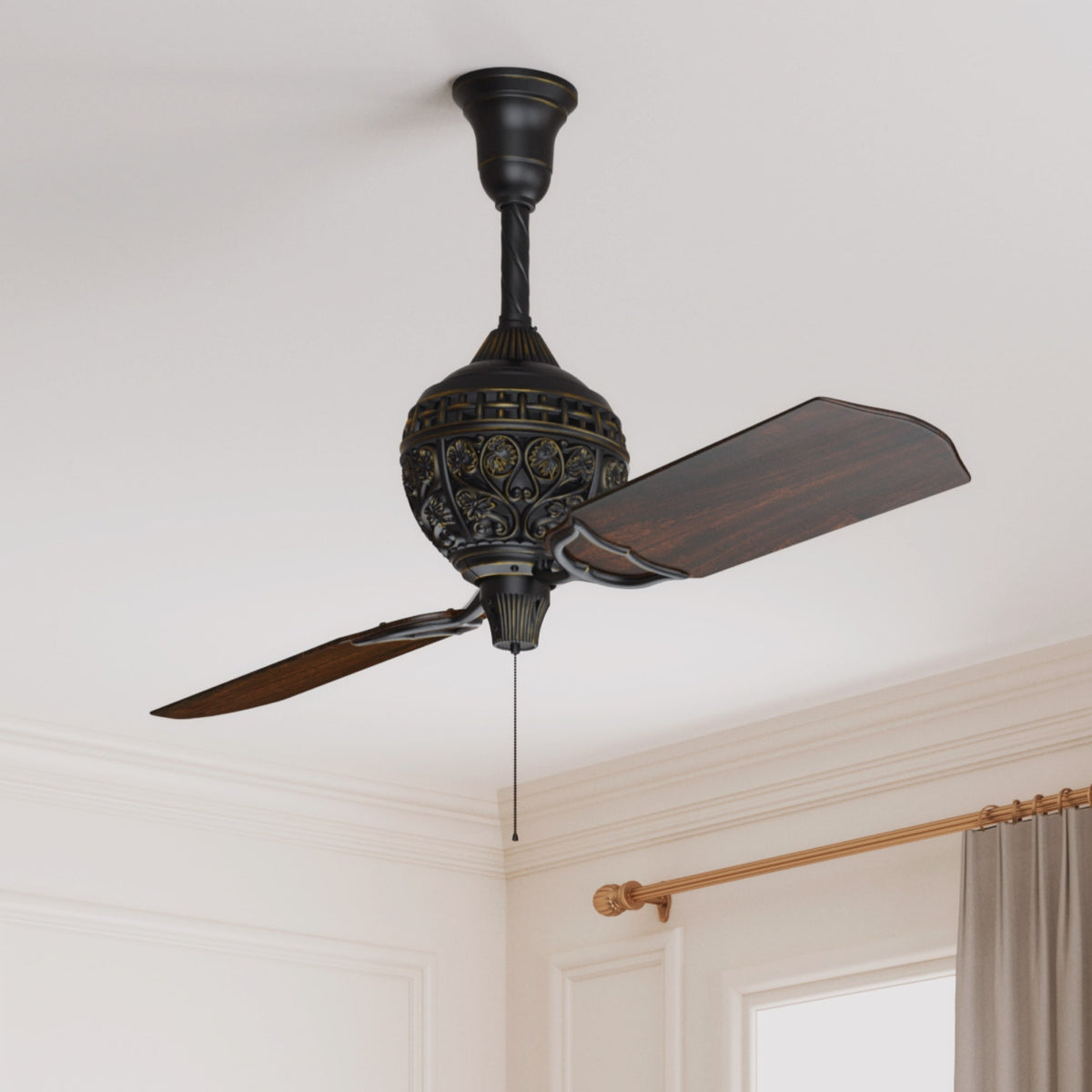60 inch 1886 Limited Edition Midas Black Ceiling Fan and Pull Chain