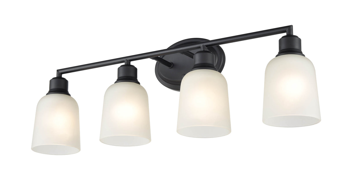 28'' Amberle Matte Black 4 Light Bath Vanity