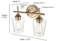 13.75'' Ashford Brushed Nickel 2 Light Bath Vanity