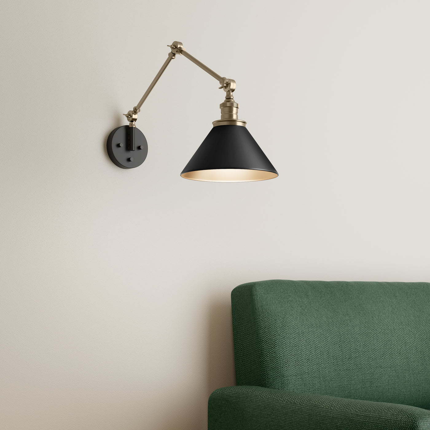10'' Edward Matte Black/Vintage Brass 1 Light Swing Arm Sconce