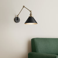10'' Edward Matte Black/Vintage Brass 1 Light Swing Arm Sconce