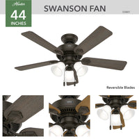 44 inch Swanson New Bronze Ceiling Fan with LED Light Kit