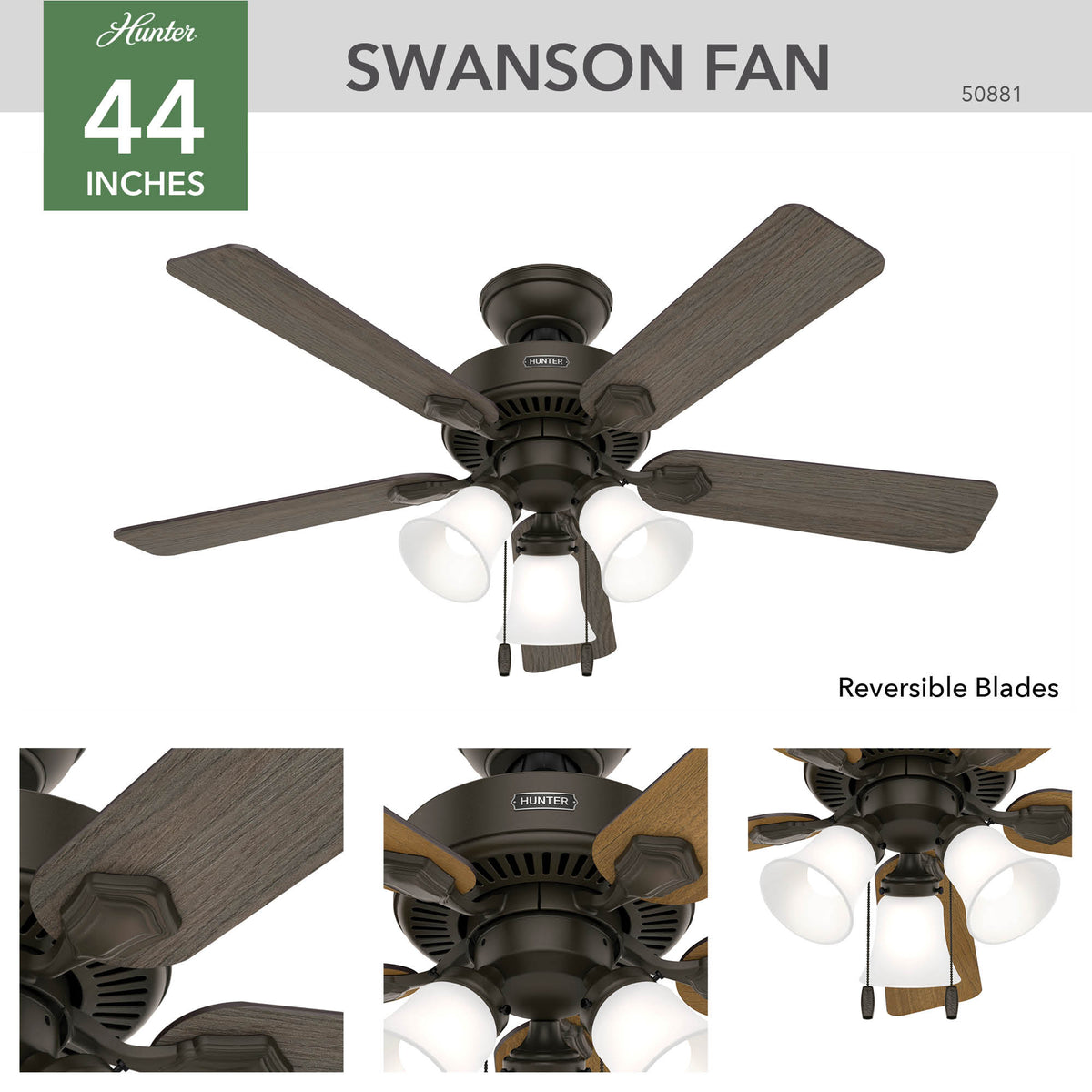 44 inch Swanson New Bronze Ceiling Fan with LED Light Kit
