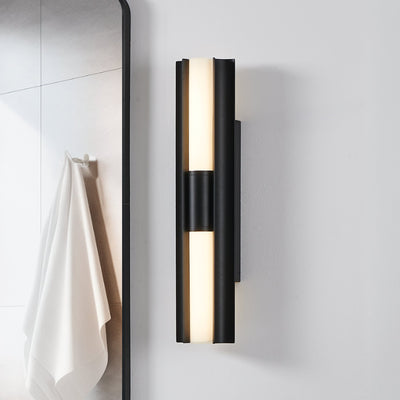 Colton 24-inch 2-light Textured Black 5CCT LED Vanity Light with Etched Opal Glass Shades
