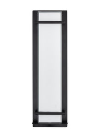 20-inch Powder Coated Black Outdoor Wall Sconce with White Glass