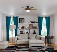 46 inch Anslee Premier Bronze Low Profile Ceiling Fan with LED Light Kit and Pull Chain
